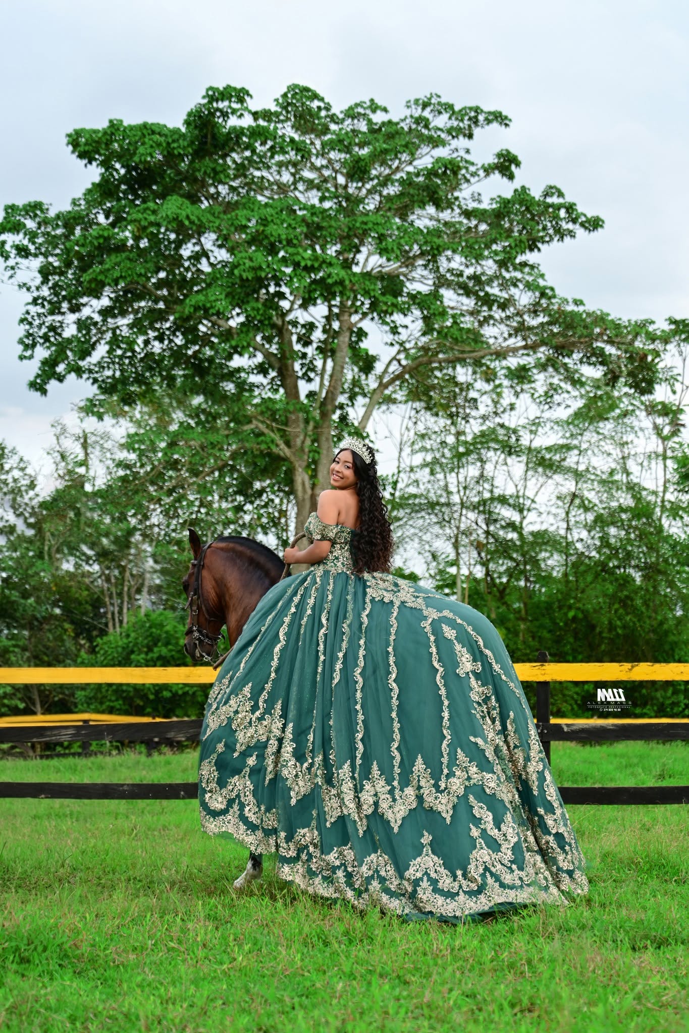 Valeria Vestido Esmeralda a Caballo